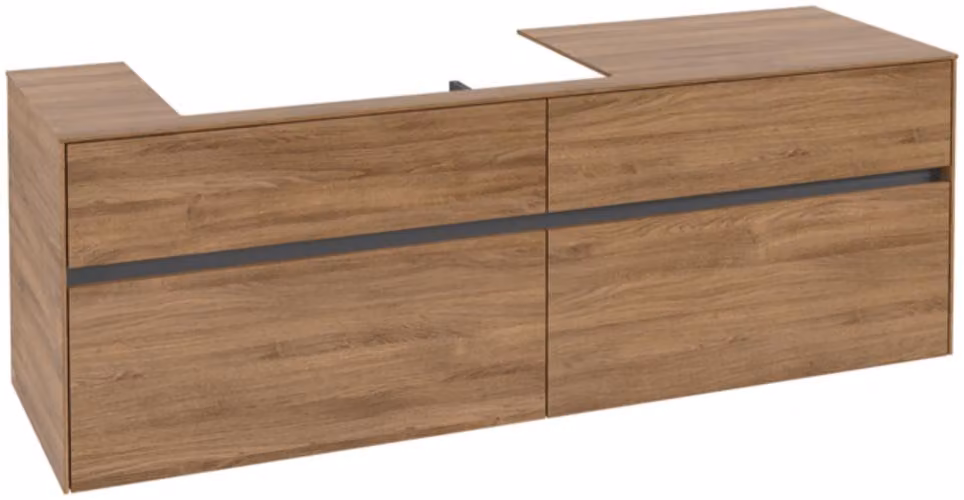 Villeroy & Boch Collaro Meuble sous-lavabo, 4 tiroirs, suspendu, vasque à gauche, 1600x548x500mm, C02600RH, C02600RH