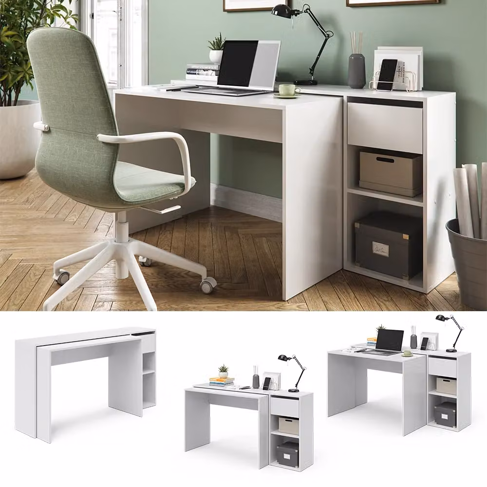 Scrivania moderna Vicco Ben Bianco L: 145 cm, P: 46.4 cm, H: 75.8 cm – 2