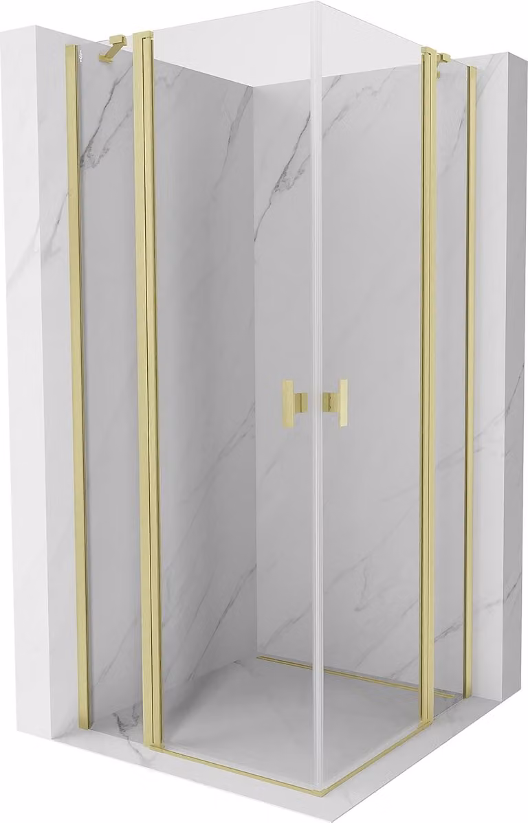 Mexen Mist Duo cabina doccia a battente 100 x 100 cm, trasparente, oro spazzolato - 8A4-100-100-55-00