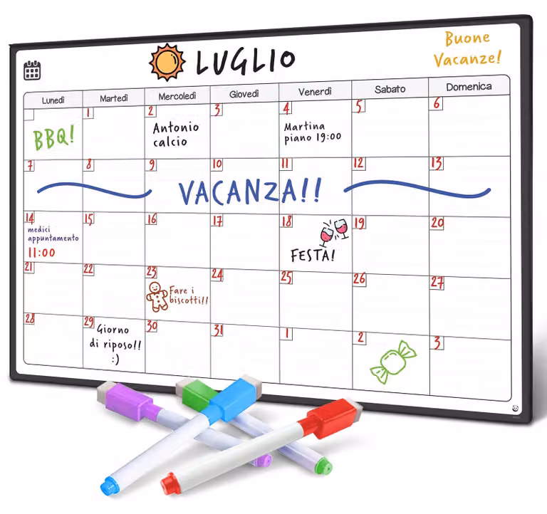 Lavagna magnetica, calendario per frigorifero - versione italiana