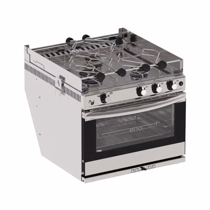 Cucina a gas con forno e grill Eno in acciaio inox e vetro color argento con componenti in ghisa – 2