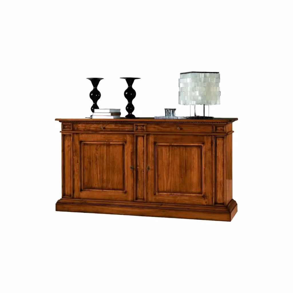 Madia credenza 2 porte in legno di pino color noce Mobili 2G L: 213 cm, P: 55 cm, H: 115 cm – 2
