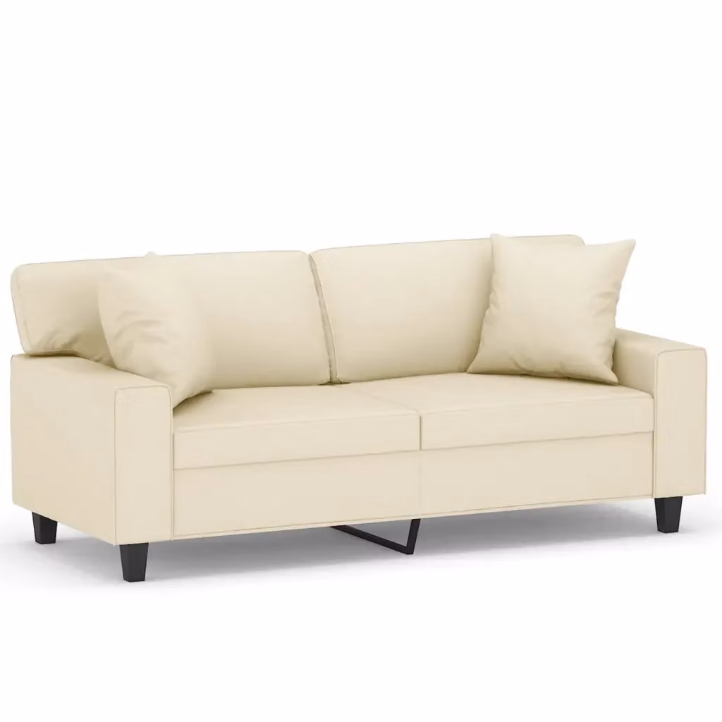 Divano a 2 posti moderno vidaXL in similpelle beige con cuscini e struttura in metallo L: 140 cm, P: 80 cm, H: 77 cm – 2
