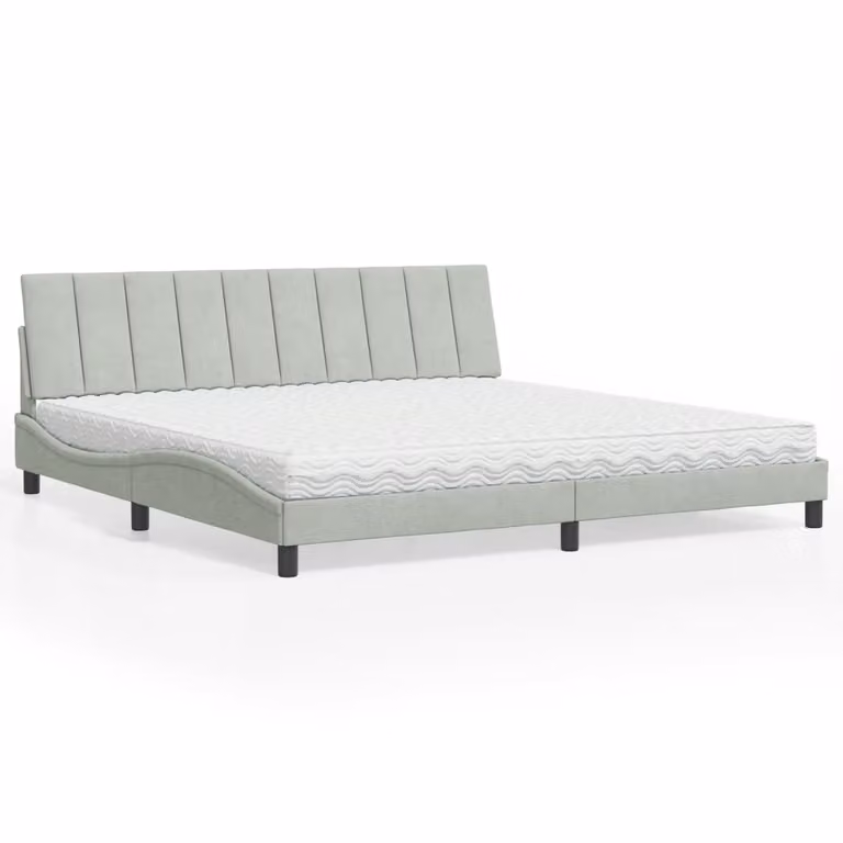 Letto con Materasso Hanko vidaXL in Velluto Grigio Chiaro L/P: 200 x 200 cm