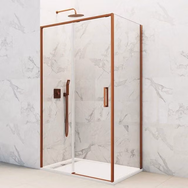 Box doccia angolare DUCHA TWENTY con vetro trasparente e finitura rame L 170 cm x P 70 cm