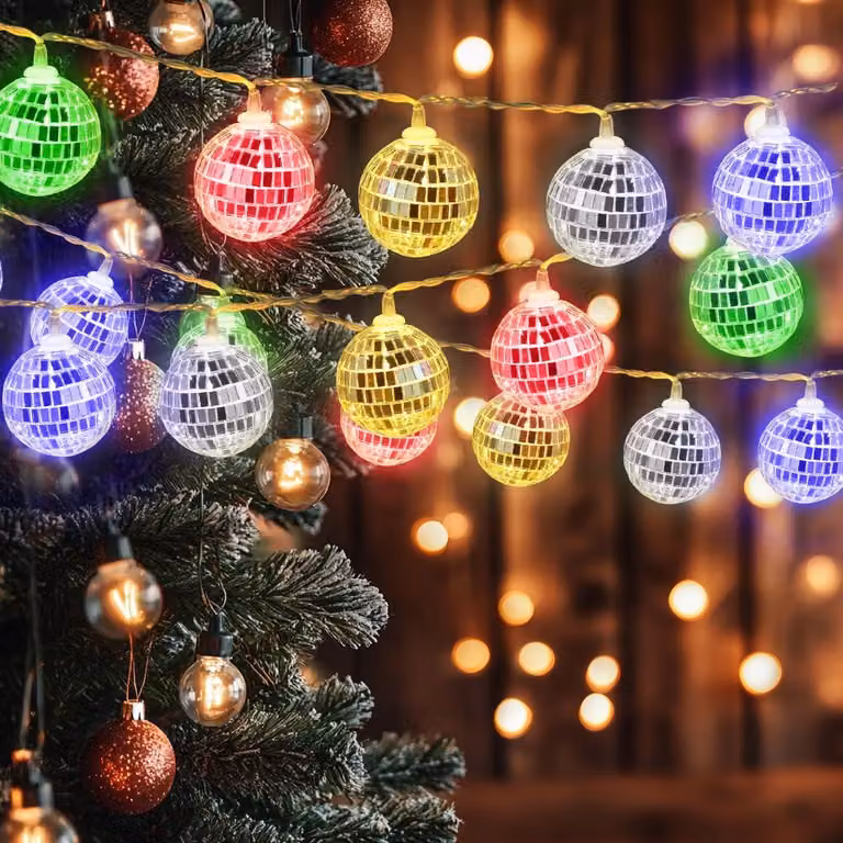 Catena luminosa a LED a forma di disco, lunghezza 1,5 metri, 10 luci, multicolore, alimentazione a batteria