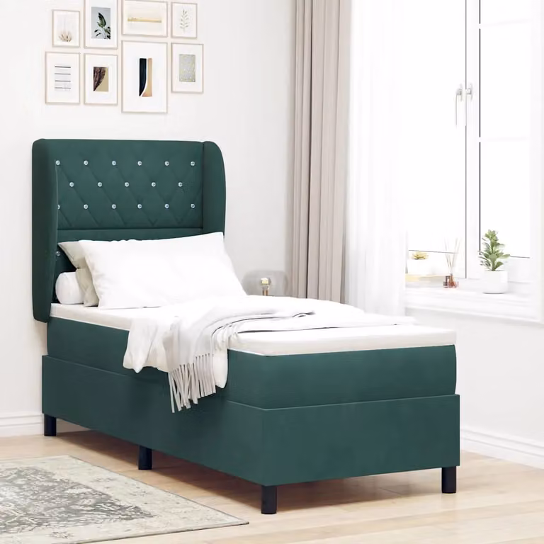 Letto ibrido con testiera in velluto verde vidaXL L: 200 cm, P: 80 cm