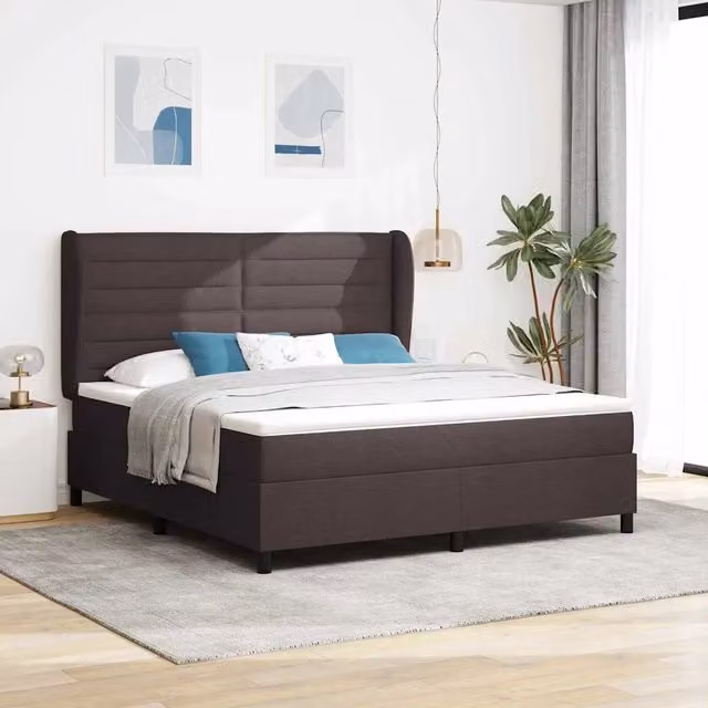 Letto a molle imbottito con materasso vidaXL in tessuto marrone L: 180 cm, P: 200 cm, H: 128 cm, 183 cm, 203 cm – 1