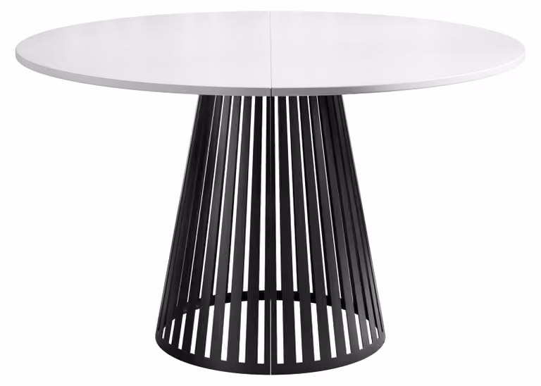 MIRJAN24 Tavolo Cone 120, tavolo da pranzo, gambe in acciaio (colore: nero / bianco artico)
