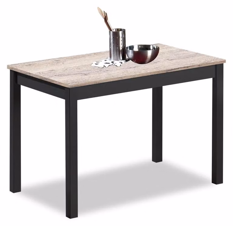 Tavolo da cucina, 90x50 cm, rettangolare, in alluminio, con piano laminato, colore nero