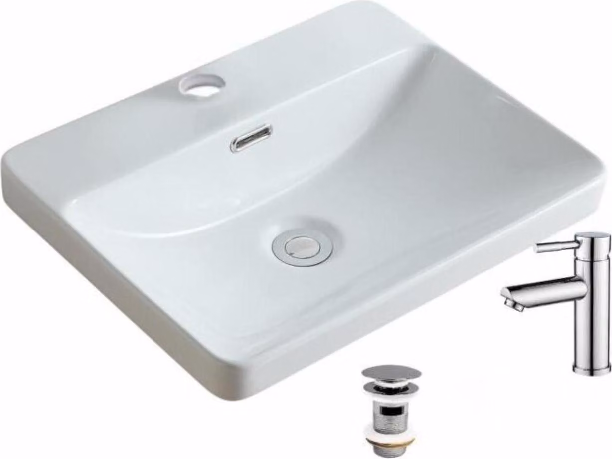 Lavello rettangolare da incasso 48x37 + rubinetto + piletta LEA