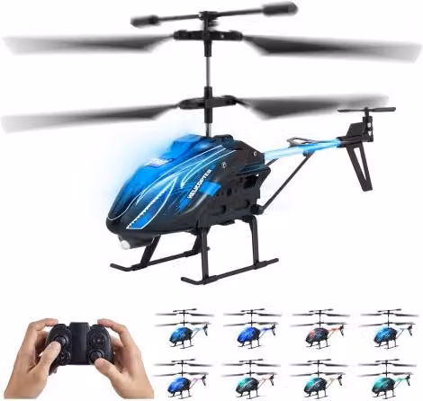 VEVOR Elicottero Radiocomandato RC a 3,5 Canali con Luci LED e Decollo e Atterraggio Automatico, Disponibile in Colori Blu o Nero