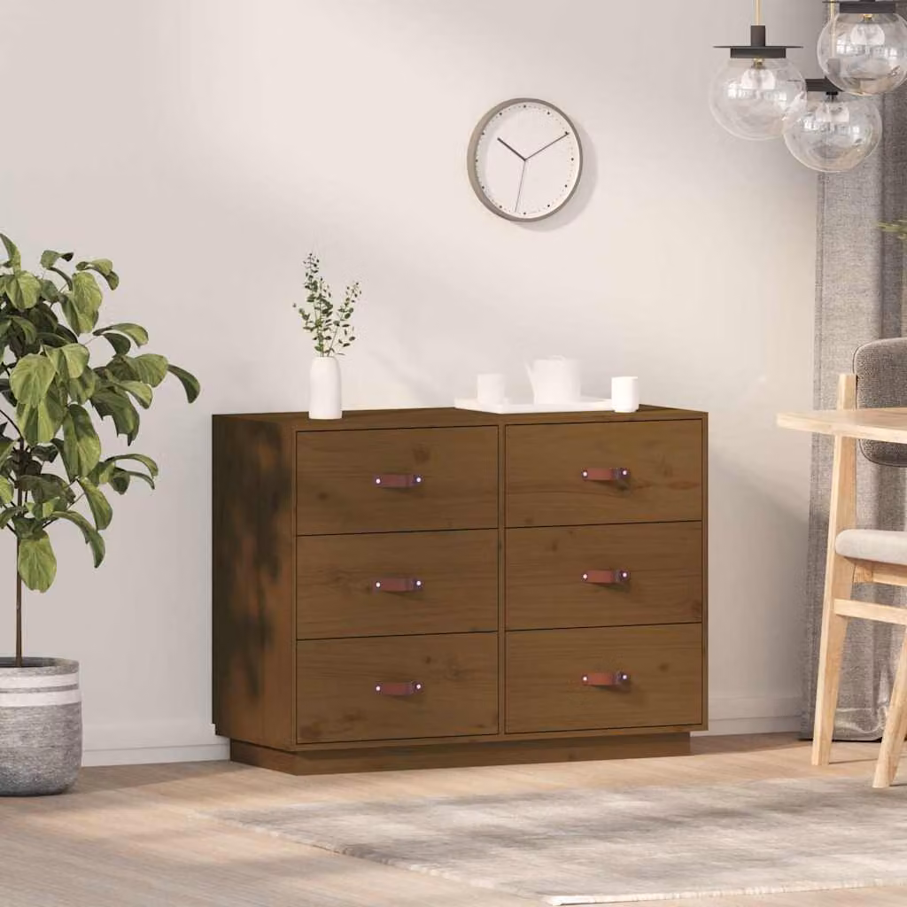 Credenza rustica vidaXL in legno massello di pino marrone L 100 cm, P 40 cm, H 75 cm – 1