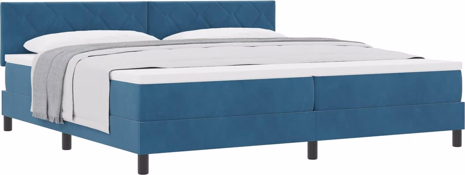 Letto a molle con materasso Blu Scuro 200 x 200 cm Velluto
