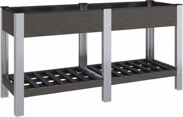 Fioriera | Cassetta per fiori | Vaso Rialzata Giardino con Ripiano Grigia 175x50x75 cm WPC