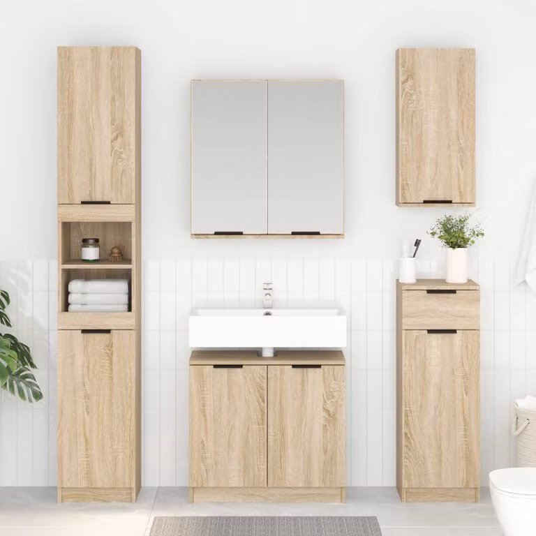 Mobile da bagno vidaXL in legno Rovere Sonoma marrone L: 64,5 cm, P: 33,5 cm, H: 59 cm