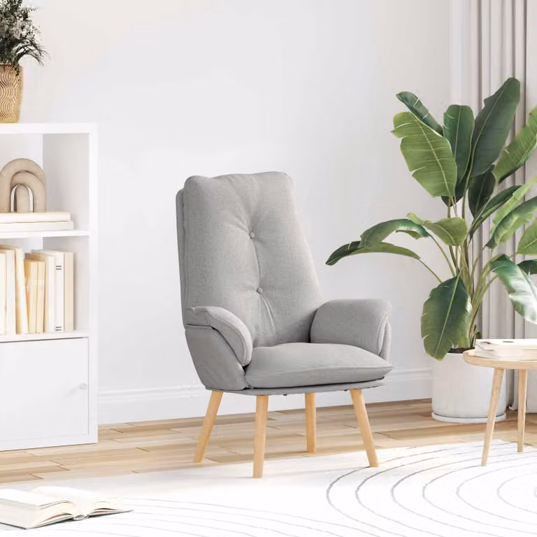 Poltrona moderna vidaXL Grigio con braccioli in tessuto e legno