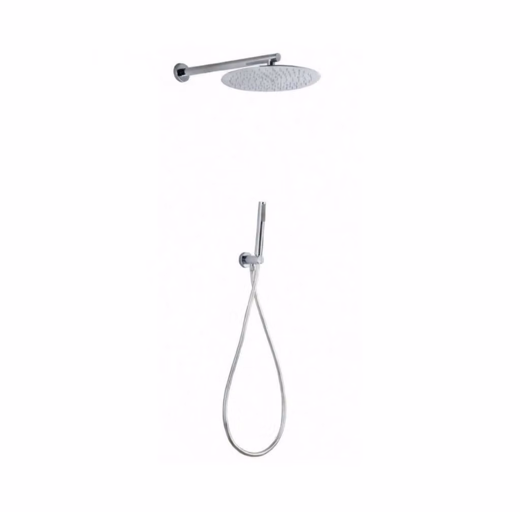 Set doccia completo di soffione tondo diametro 25 cm e set doccetta KZ-1005-2 PERU - Cromato Lucido