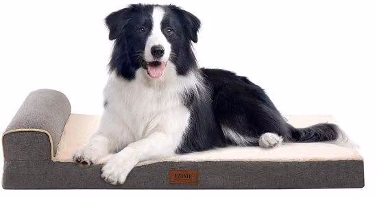 Cuccia ortopedica per cani di taglia grande - 91,5 x 56 x 15,5 cm, grande cuscino per cani, cuccia di medie dimensioni, morbido materasso per cani, con rivestimento lavabile, per cani, grigio