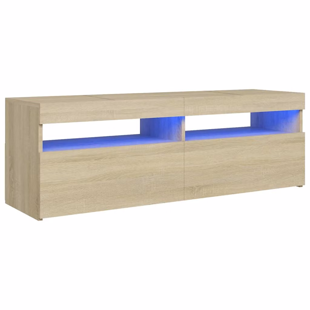 vidaXL Mobile Porta TV Moderno con Luci LED Integrate in Rovere Sonoma, Colore Marrone e Beige, L 120 cm x P 35 cm x H 40 cm