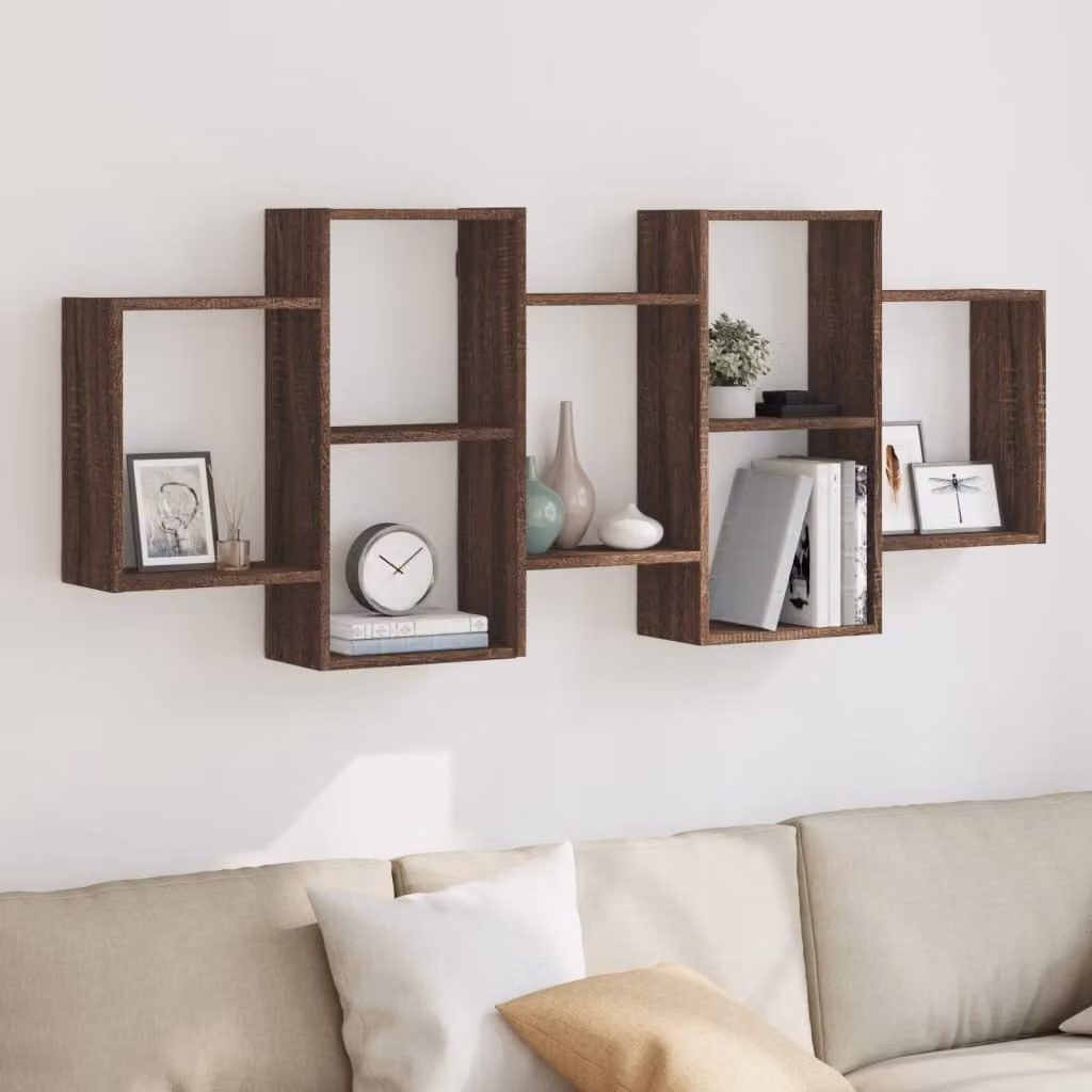 Scaffale a Parete Moderno vidaXL in MDF Marrone Rovere L: 159 cm, P: 18 cm, H: 65 cm