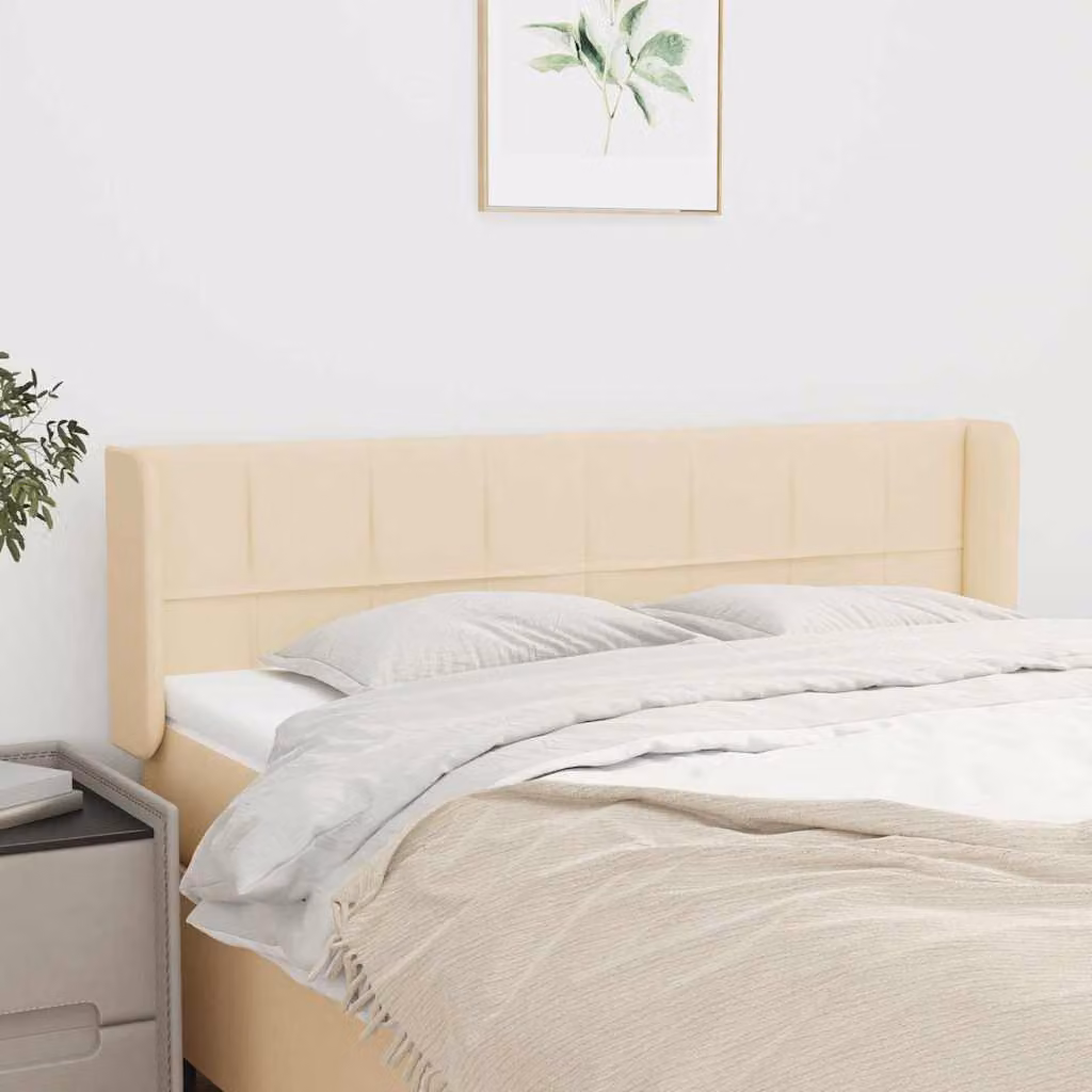 Testiera ad orecchio vidaXL in tessuto beige L: 147 cm, P: 16 cm, H: 78-88 cm
