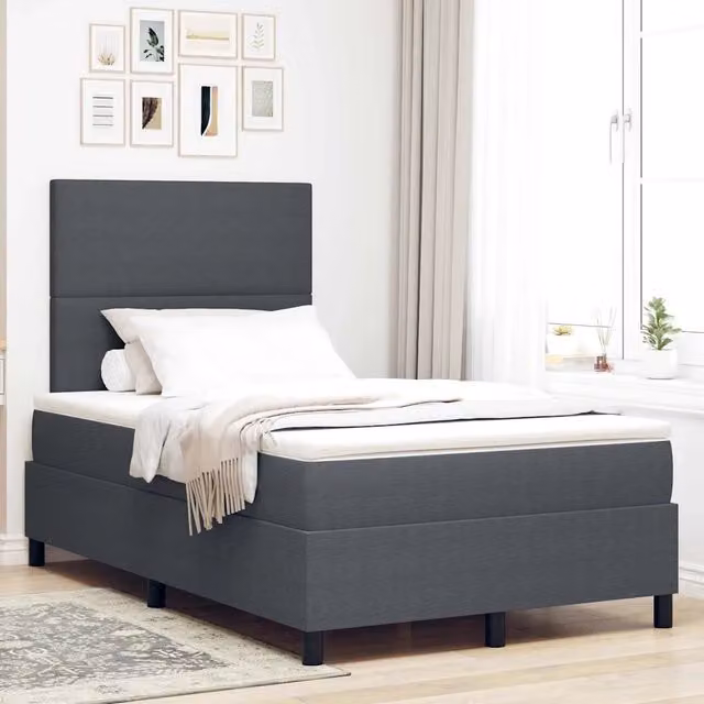 Letto matrimoniale moderno vidaXL con materasso a molle insacchettate in tessuto velluto a coste Grigio e Bianco L/P: 120 x 200 cm