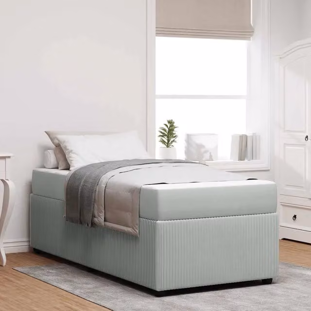 Struttura del letto-Giroletto Grigio chiaro 90 x 190 cm Tessuto 730005