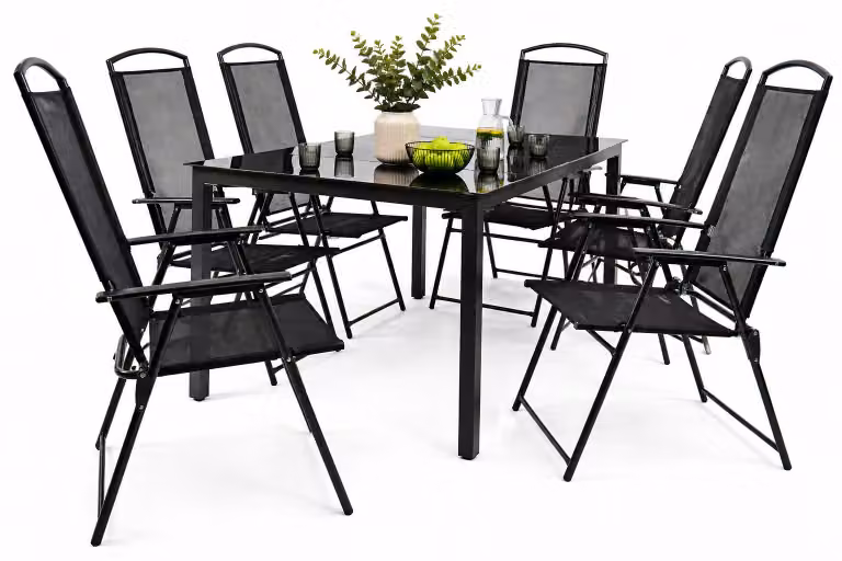 7 pz. set mobili da giardino | gruppo posti a sedere gruppo da pranzo | 1x tavolo, 6x sedie | dimensioni tavolo ca. H. 76 x W. 189 x D. 90 cm | Hochlehner Set 189S
