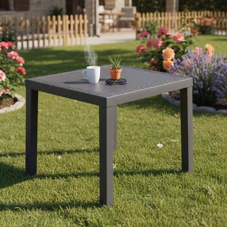 Cobbtown - Tavolo da Esterno, 78x65x72h cm Nero Antracite, 4 Posti Italy