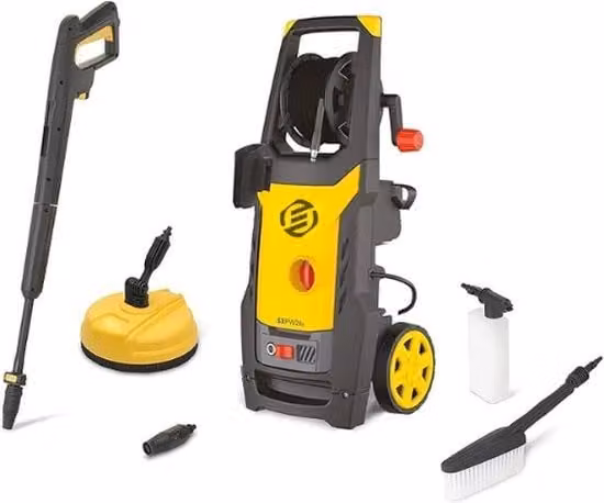 Pulitore ad alta pressione senza fili Equivera per auto, casa e giardino, nero e giallo