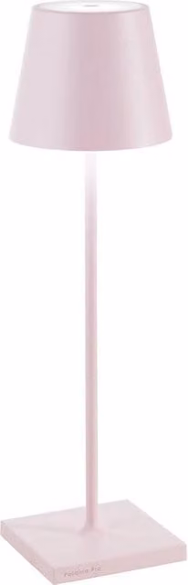 Lampada da tavolo a LED Zafferano Poldina Pro Rosa ricaricabile e dimmerabile con tecnologia touch e protezione IP54