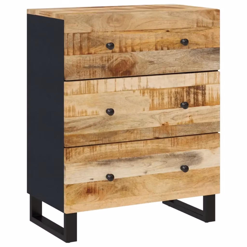 Credenza in legno di mango e metallo stile industrial vidaXL L: 60 cm, P: 33 cm, H: 75 cm, colore marrone e nero – 2