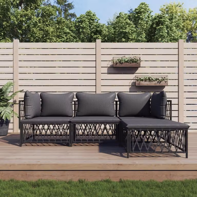 Maison Exclusive - Set da giardino 4 pezzi con cuscini antracite acciaio