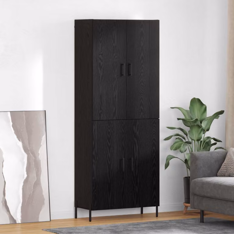 Credenza a parete vidaXL in legno MDF nero opaco L: 69,5 cm, P: 34 cm, H: 180 cm