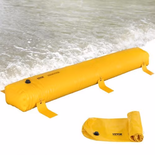 Barriera antiallagamento VEVOR in PVC giallo, alternativa ai sacchi di sabbia per casa, porta e garage, L: 365,76 cm, H: 30,48 cm