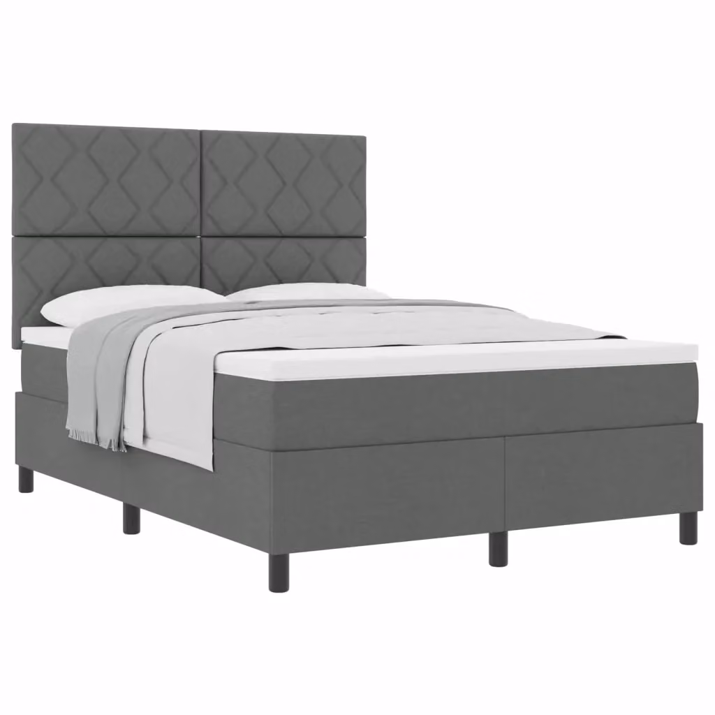 Letto a molle con testiera vidaXL in tessuto grigio L/P: 140 x 200 cm – 2