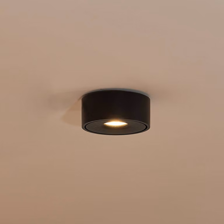 Plafoniera a LED Rotari Arcchio, dimmerabile, Nero, Soggiorno / Sala da pranzo, Alluminio, Moderno, Plafoniera LED