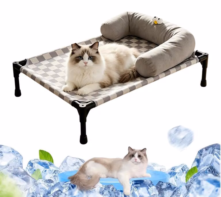 Cuccia rialzata per cani, da esterno, con cuscino