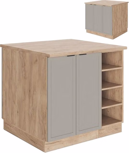 Isola cucina Fame-Line GrigioBeige/Rovere dorato 90 cm senza piano di lavoro Vicco