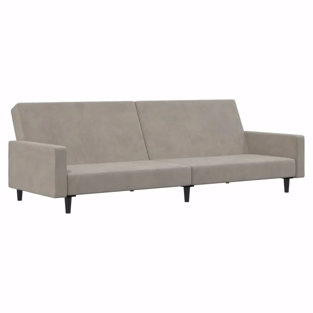 Divano Letto Click-Clack vidaXL in Velluto Grigio con Struttura in Legno Solido e Poggiatesta Regolabile L: 220 cm, P: 84,5 cm, H: 69 cm – 2