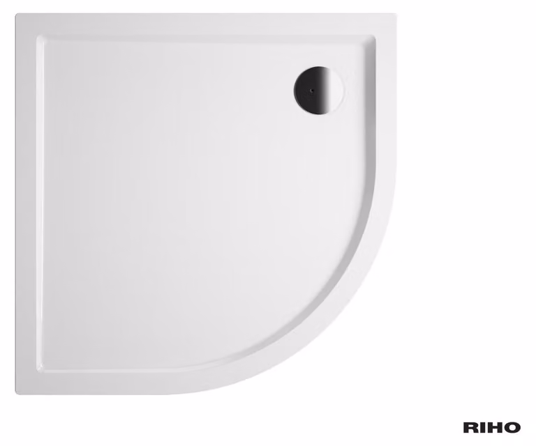 RIHO Davos receveurs de douche quart de cercle, écoulement 90mm, avec pieds et tablier, blanc brillant, D002019005, D002019005