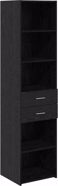 Credenza Buffet e Madia Design In in Legno Multistrato Rovere e Nero L 45 cm, P 42,5 cm, H 185 cm