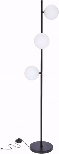 Lampada da terra Candellux Kama con 3 luci G9 in metallo e vetro, nero/bianco, Altezza: 150 cm