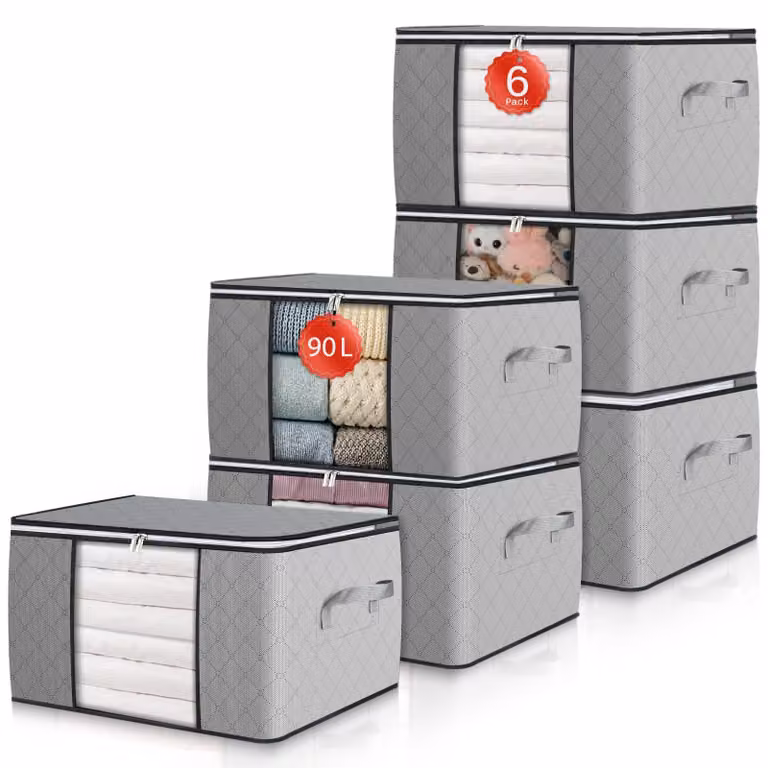 Set di 6 contenitori salvaspazio da 90 litri