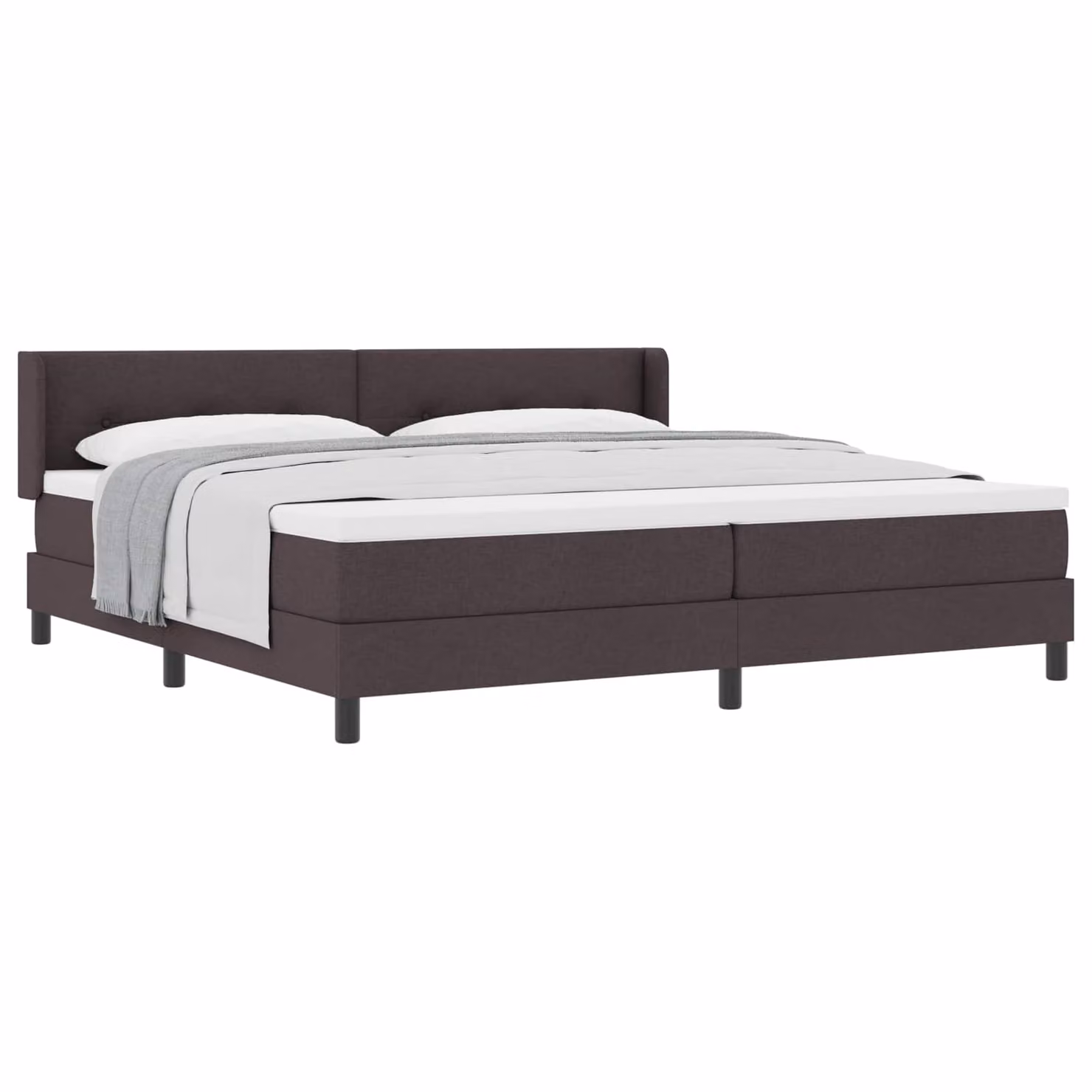 Letto a molle con testiera vidaXL in tessuto marrone, L/P: 200 x 200 cm