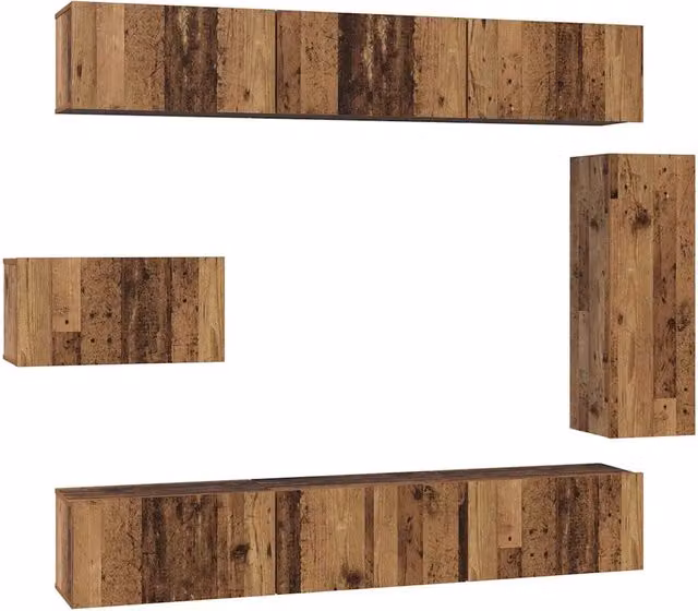 Set mobile TV 8 pz | Armadietto TV | Mobile Porta TV Legno vecchio Legno multistrato