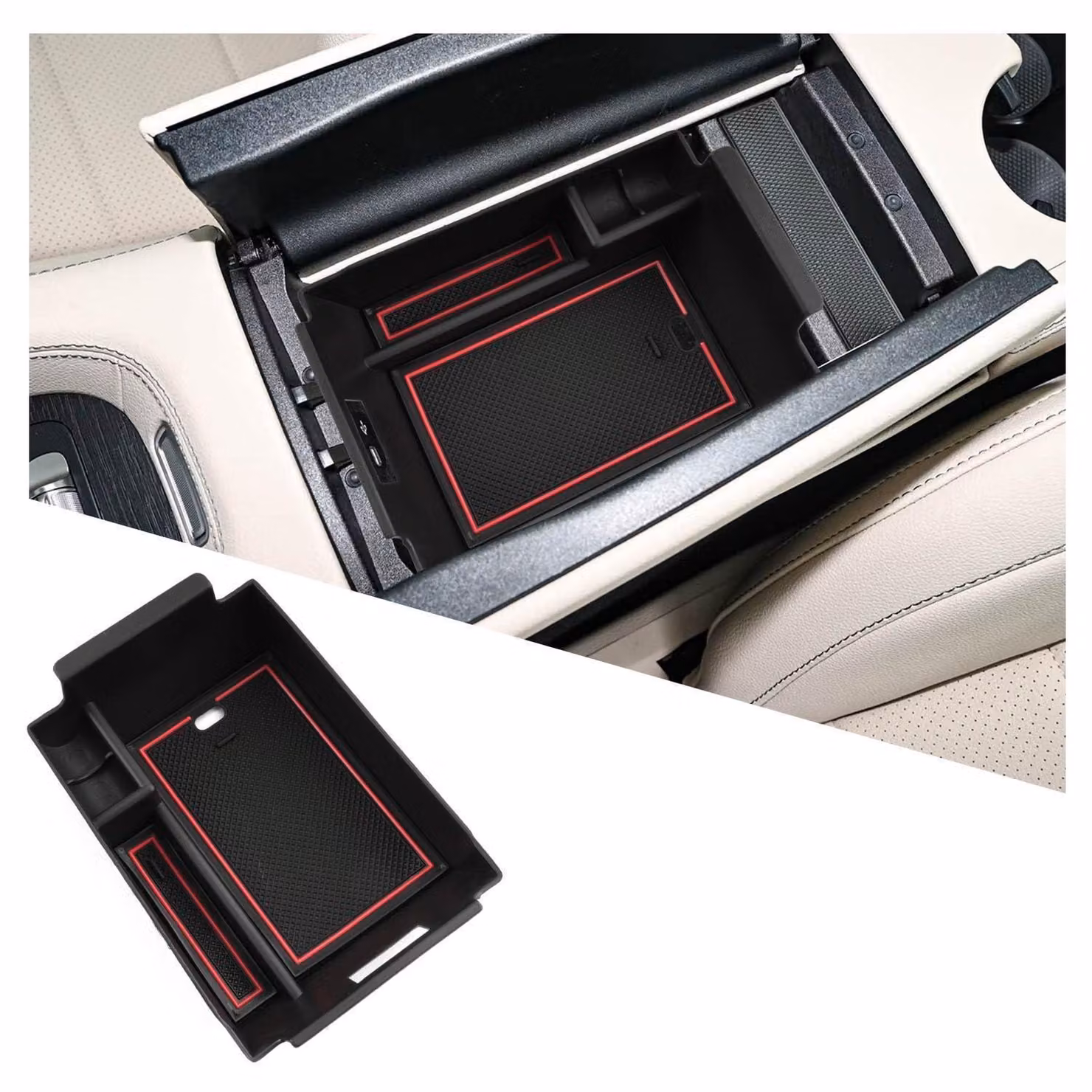 Contenitore portaoggetti per la console centrale, compatibile con Mercedes-Benz GLE W167 e GLS X167, dal 2020 al 2026, realizzato in ABS, colore nero