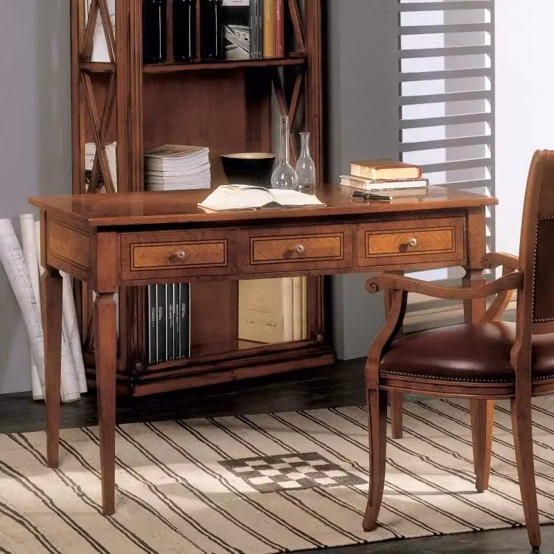 Scrivania classica in legno di faggio con 3 cassetti e 2 tiretti Mobili 2G L/P/H: 120 x 70 x 80 cm – 1