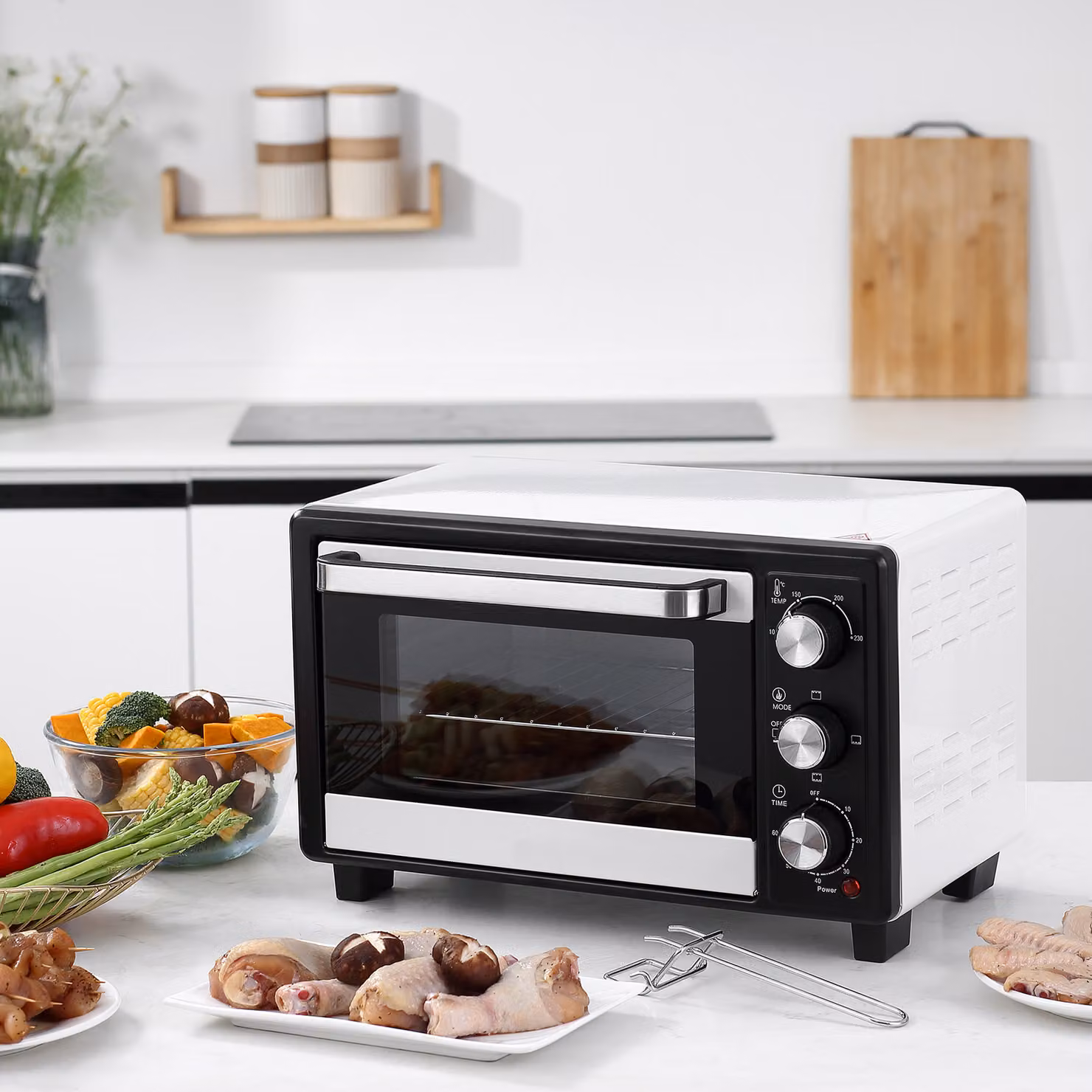 Fornetto elettrico HOMCOM da 16L con grill, timer e potenza di 1400W, bianco – 2